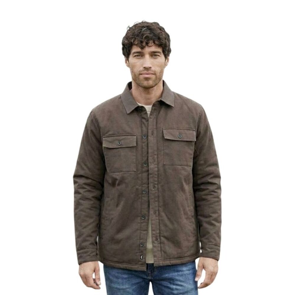 Threadbare Mens Plaid Shirt Jacket / Chocolate